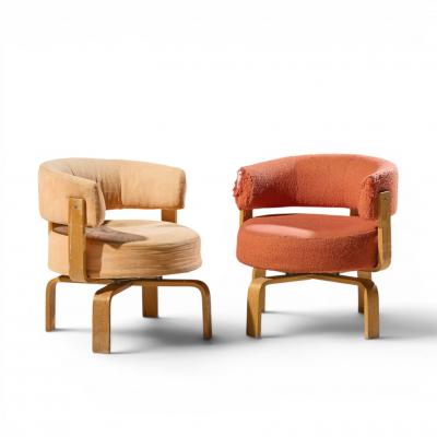  IKEA Carina Bengs for IKEA Fridene Swedish Bentwood Swivel Lounge Chairs Pair