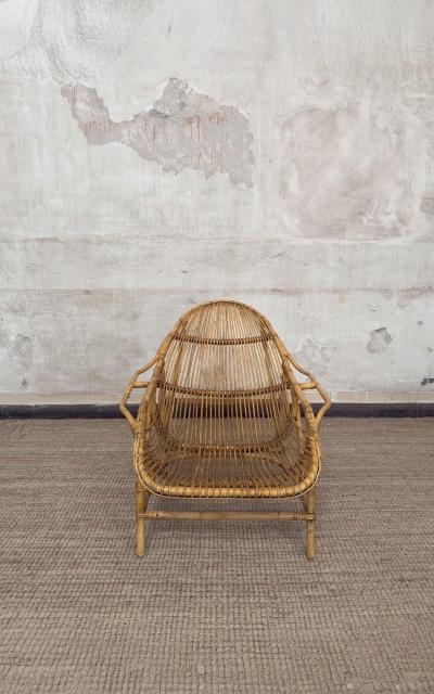  IKEA Pair of Bamboo Lounge Armchairs by Ikea Second Half of the 20Th Century