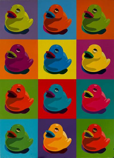  IKEA Vintage Ikea Knista Rubber Ducks Warhol Style Poster on Board