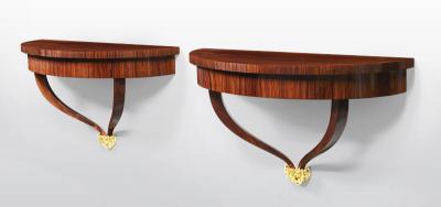  ILIAD Bespoke Biedermeier Inspired Demi Lune Consoles