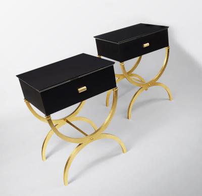  ILIAD Bespoke Pair of Modernist End Tables inspired by Maison Ramsay