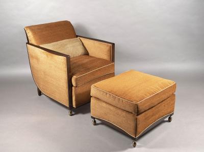  ILIAD DESIGN A French 30 s inspired Club Chair with matching Ottoman by ILIAD Design