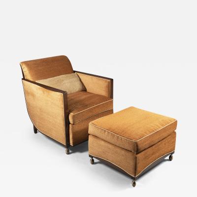  ILIAD DESIGN A French 30 s inspired Club Chair with matching Ottoman by ILIAD Design