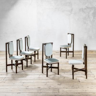  ISA Bergamo I S A Italy 20th Century Leonardo Fiori for ISA Bergamo Set of Six Wooden Chairs 60s
