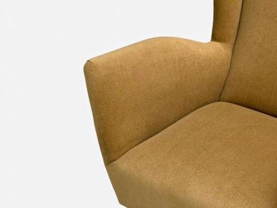  ISA Bergamo I S A Italy ISA Bergamo Camel Velvet Bronze Wingback Chairs Italy 1950s