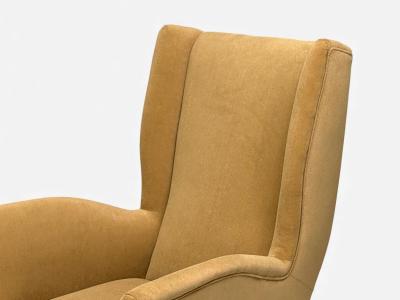  ISA Bergamo I S A Italy ISA Bergamo Camel Velvet Bronze Wingback Chairs Italy 1950s