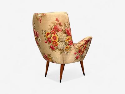  ISA Bergamo I S A Italy ISA Bergamo Fabric Wood Brass Organic Lounge Chairs Italy 1950s