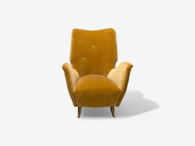  ISA Bergamo I S A Italy ISA Bergamo Italian Mid Century Bronze Camel Mohair Lounge Chairs 1950s