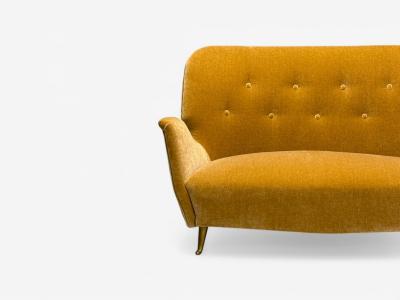  ISA Bergamo I S A Italy ISA Bergamo Italian Mid Century Modern Bronze Camel Mohair Settee 1950s