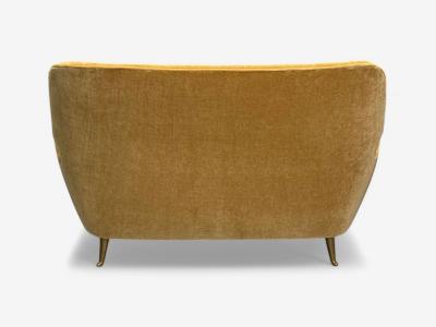  ISA Bergamo I S A Italy ISA Bergamo Italian Mid Century Modern Bronze Camel Mohair Settee 1950s
