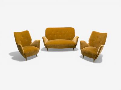  ISA Bergamo I S A Italy ISA Bergamo Italian Mid Century Modern Bronze Camel Mohair Settee 1950s