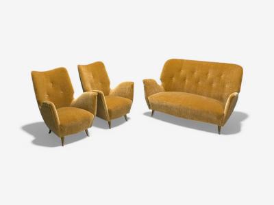  ISA Bergamo I S A Italy ISA Bergamo Italian Mid Century Modern Bronze Camel Mohair Sofa Set 1950s