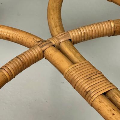  ISA Bergamo I S A Italy ISA Italian Mid Century Modern Square Coffee Table Wood Bamboo Cane 1980s