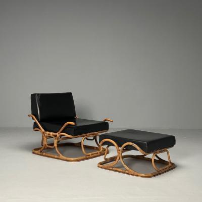  ISA Bergamo I S A Italy ISA Ponte San Pietro Italian Mid Century Modern Armchair Ottoman Rattan