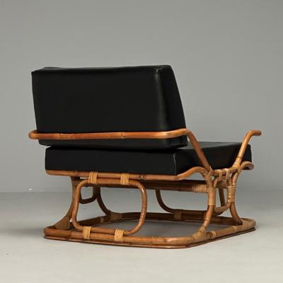  ISA Bergamo I S A Italy ISA Ponte San Pietro Italian Mid Century Modern Armchair Ottoman Rattan