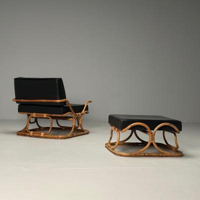  ISA Bergamo I S A Italy ISA Ponte San Pietro Italian Mid Century Modern Armchair Ottoman Rattan