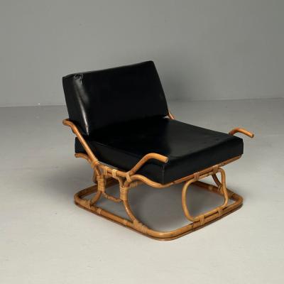  ISA Bergamo I S A Italy ISA Ponte San Pietro Italian Mid Century Modern Armchair Ottoman Rattan