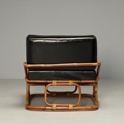  ISA Bergamo I S A Italy ISA Ponte San Pietro Italian Mid Century Modern Armchair Ottoman Rattan