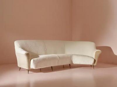  ISA Bergamo I S A Italy Ico Parisi Curved fabric sofa with brass legs by Isa Bergamo Italy 1950s