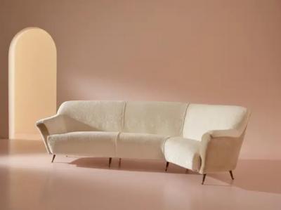  ISA Bergamo I S A Italy Ico Parisi Curved fabric sofa with brass legs by Isa Bergamo Italy 1950s