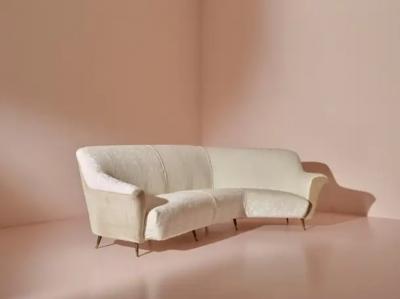  ISA Bergamo I S A Italy Ico Parisi Curved fabric sofa with brass legs by Isa Bergamo Italy 1950s