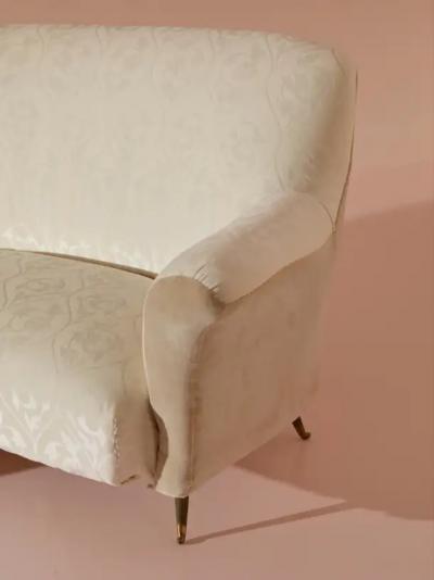  ISA Bergamo I S A Italy Ico Parisi Curved fabric sofa with brass legs by Isa Bergamo Italy 1950s