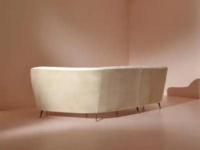  ISA Bergamo I S A Italy Ico Parisi Curved fabric sofa with brass legs by Isa Bergamo Italy 1950s