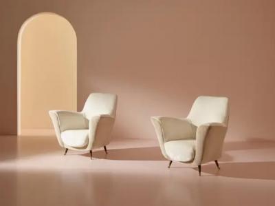  ISA Bergamo I S A Italy Ico Parisi velvet and brass armchairs by Isa Bergamo Italy 1950s