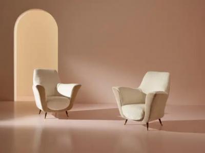  ISA Bergamo I S A Italy Ico Parisi velvet and brass armchairs by Isa Bergamo Italy 1950s
