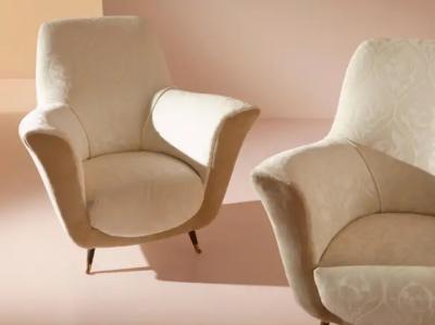  ISA Bergamo I S A Italy Ico Parisi velvet and brass armchairs by Isa Bergamo Italy 1950s