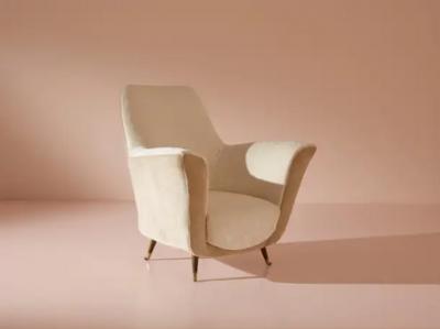  ISA Bergamo I S A Italy Ico Parisi velvet and brass armchairs by Isa Bergamo Italy 1950s