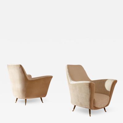  ISA Bergamo I S A Italy Ico Parisi velvet and brass armchairs by Isa Bergamo Italy 1950s