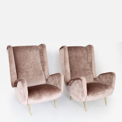  ISA Bergamo I S A Italy Italian Pair of Tall Lounge Wingback Chairs ISA Bergamo Italy