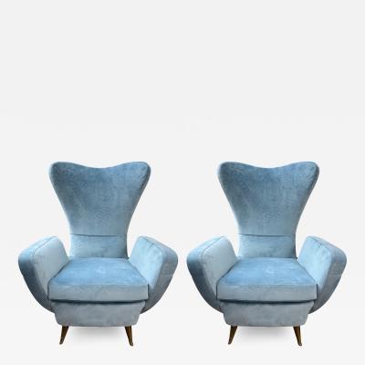 ISA Bergamo I S A Italy Pair Of Italian Modern Gio Ponti Inspired Lounge Chairs