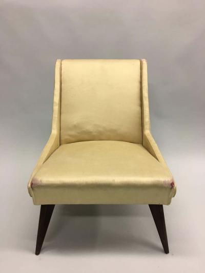  ISA Bergamo I S A Italy Pair of Italian Mid Century Modern Lounge Slipper Chairs by ISA 1950