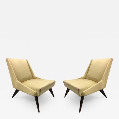 ISA Bergamo I S A Italy Pair of Italian Mid Century Modern Lounge Slipper Chairs by ISA 1950