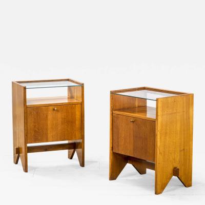  ISA Bergamo I S A Italy Pair of Night Stands by ISA Bergamo in Wood Glass and Brass