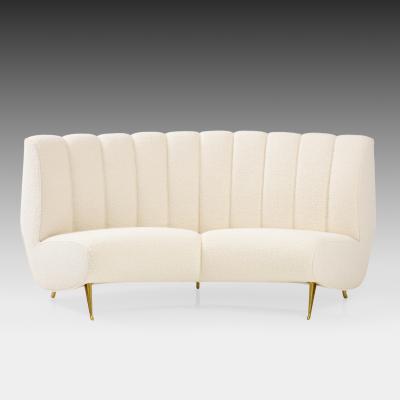  ISA Bergamo I S A Italy Rare Curved Settee in Ivory Boucl by ISA Bergamo