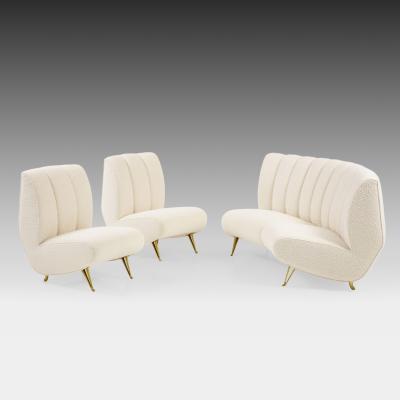  ISA Bergamo I S A Italy Rare Curved Settee in Ivory Boucl by ISA Bergamo
