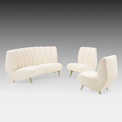  ISA Bergamo I S A Italy Rare Curved Settee in Ivory Boucl by ISA Bergamo