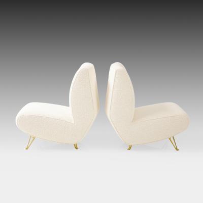  ISA Bergamo I S A Italy Rare Pair of Lounge or Slipper Chairs in Ivory Boucl by ISA Bergamo