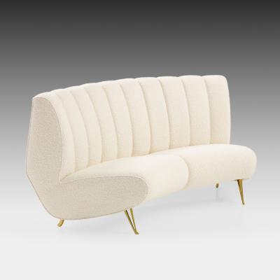  ISA Bergamo I S A Italy Rare Set of Curved Settee and Pair of Lounge Chairs in Ivory Boucl 