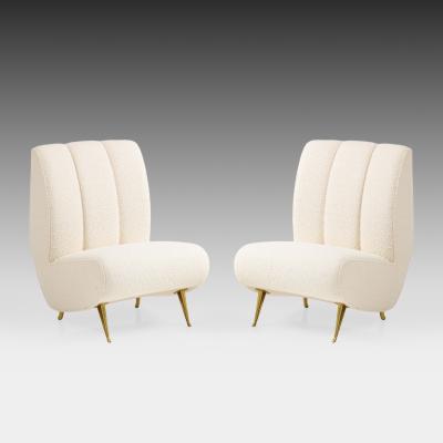  ISA Bergamo I S A Italy Rare Set of Curved Settee and Pair of Lounge Chairs in Ivory Boucl 