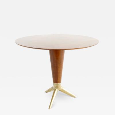  ISA Bergamo I S A Italy rare maple and brass round center table by I S A Bergamo 1950