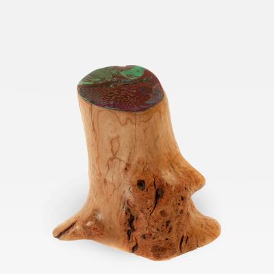  Ian Love Design Cherry Blossom Burl Stool With Resin And Acrylic Top