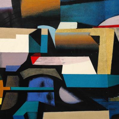  Ib Andersen Mid Century Modernist Lithograph Poster Politiken signed Ib Anderson