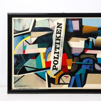  Ib Andersen Mid Century Modernist Lithograph Poster Politiken signed Ib Anderson