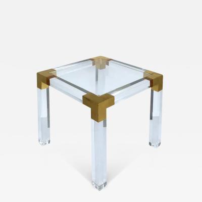  Iconic Design Gallery Custom Lucite Side Table with Interchangeable Tops and Gold Leaf Accents