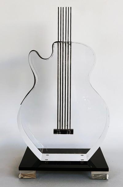  Iconic Design Gallery Custom Made 4 Thick Lucite Guitar Sculpture on Stand Signed Edition 1 10
