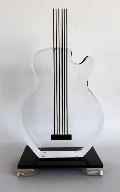  Iconic Design Gallery Custom Made 4 Thick Lucite Guitar Sculpture on Stand Signed Edition 1 10
